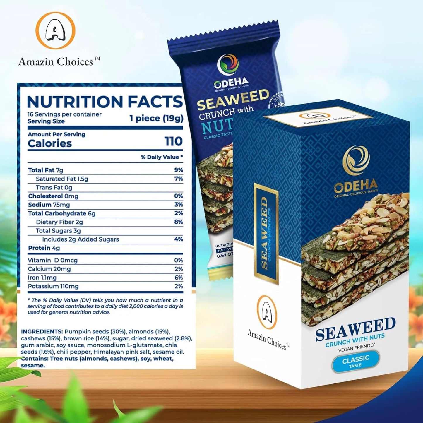 Amazin Choices Seaweed Crunch with Nuts Classic Taste, 6 ct.