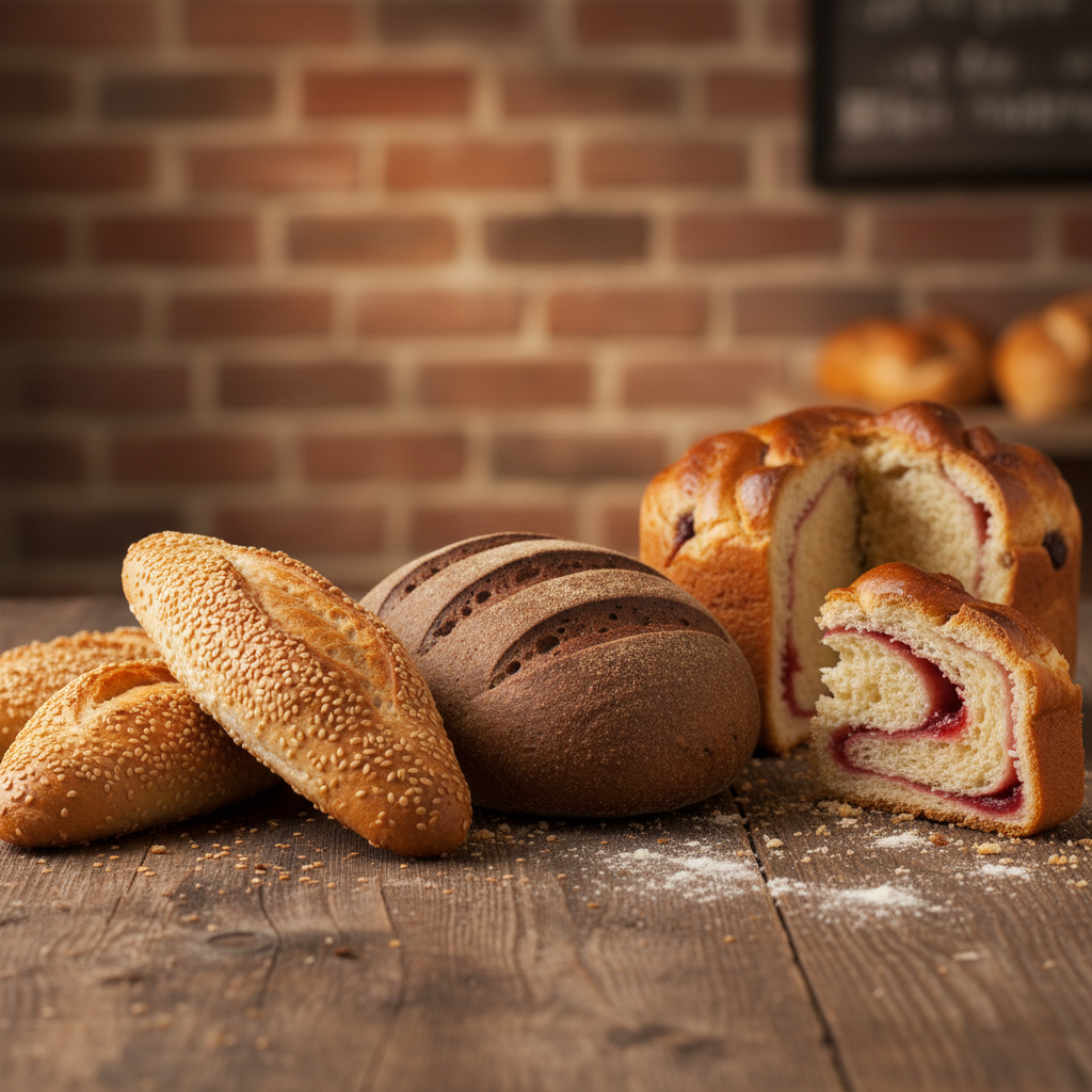 Artisan Babka & Bread Bundle featuring Pumpernickel Boule, Semolina Batard, Cherry Cheese Babka, and Strawberry Cheese Babka